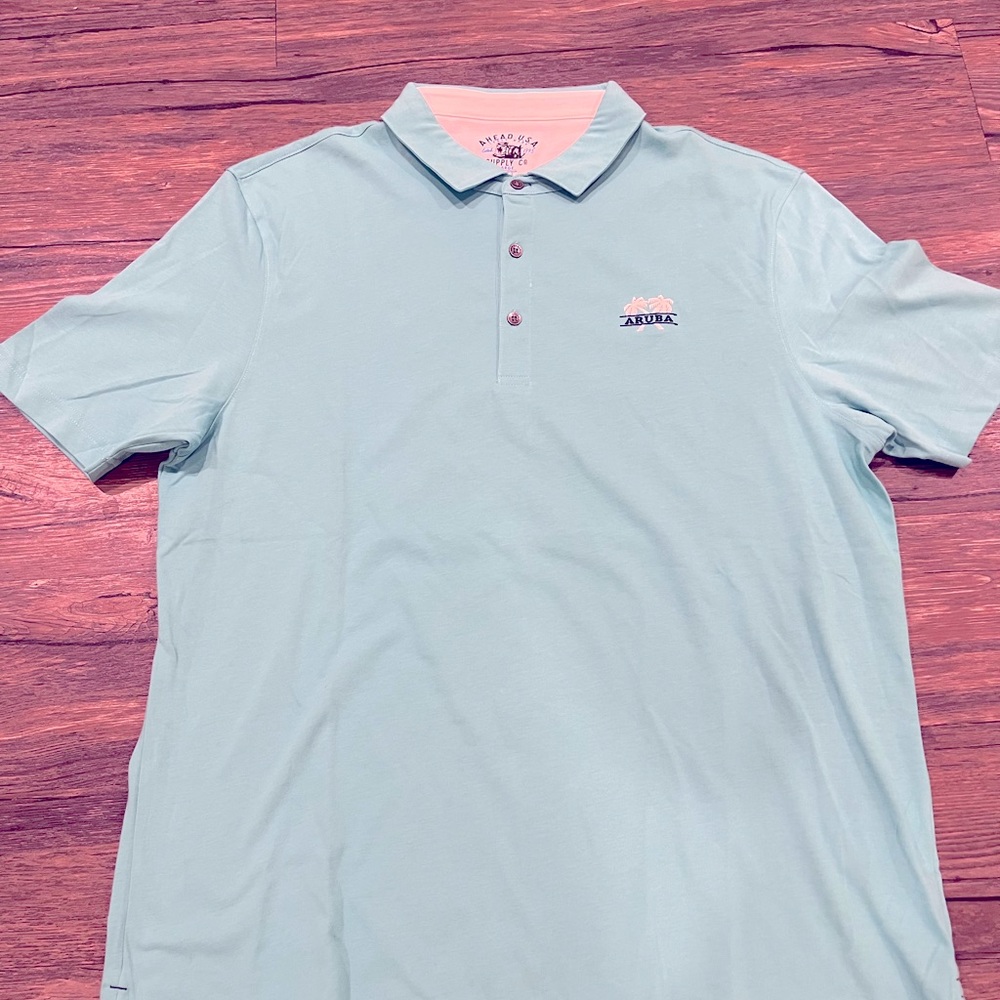 Large Ahead Aqua Blue Polo - Aruba-